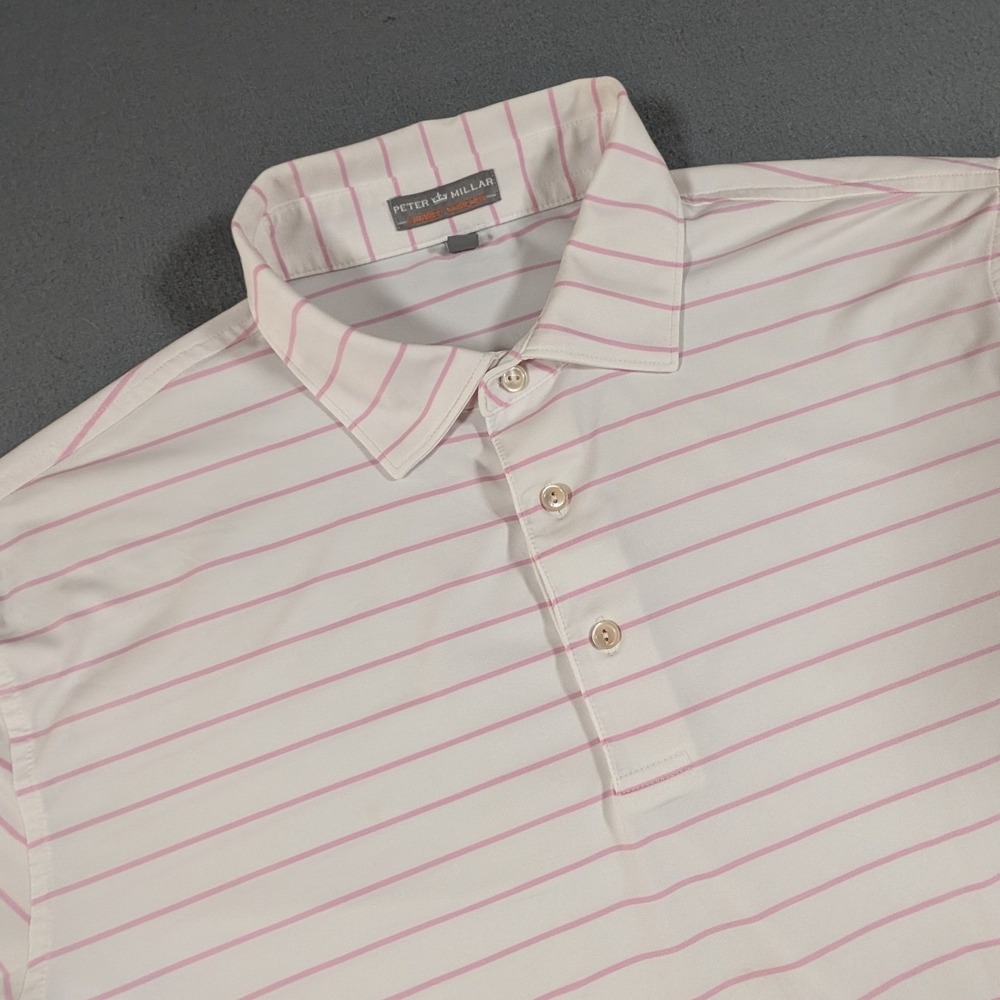 Peter Millar Polo Shirt Mens Large Striped Summer Comfort Golf Club Tennessee